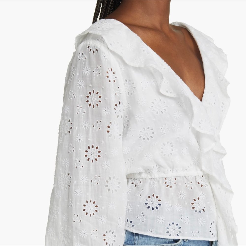 FRAME Ruffle Eyelet Top - Picture 3 of 5